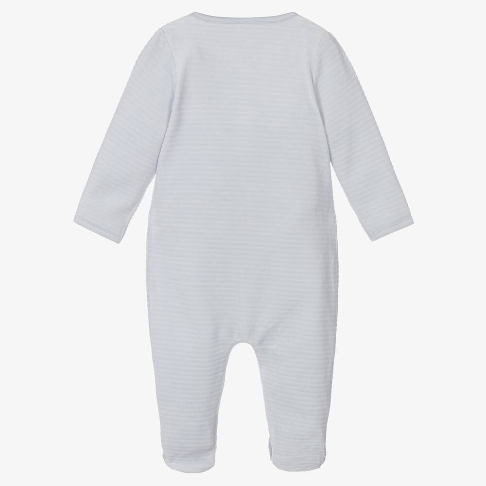 Absorba-Blue Cotton Velour Babygrow | Childrensalon Outlet