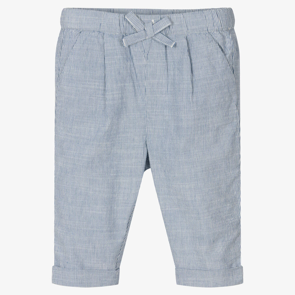 Absorba - Blue Organic Cotton Stripe Trousers | Childrensalon
