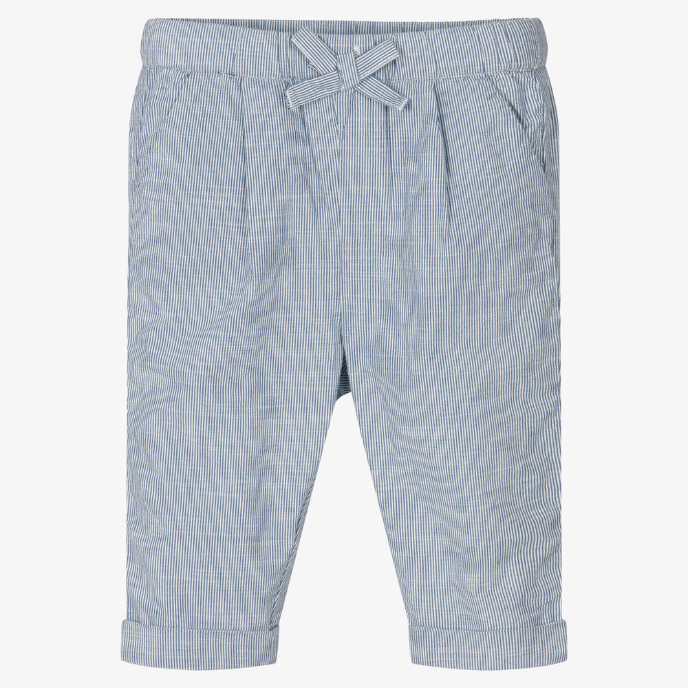 Absorba-Blue Organic Cotton Stripe Trousers | Childrensalon Outlet