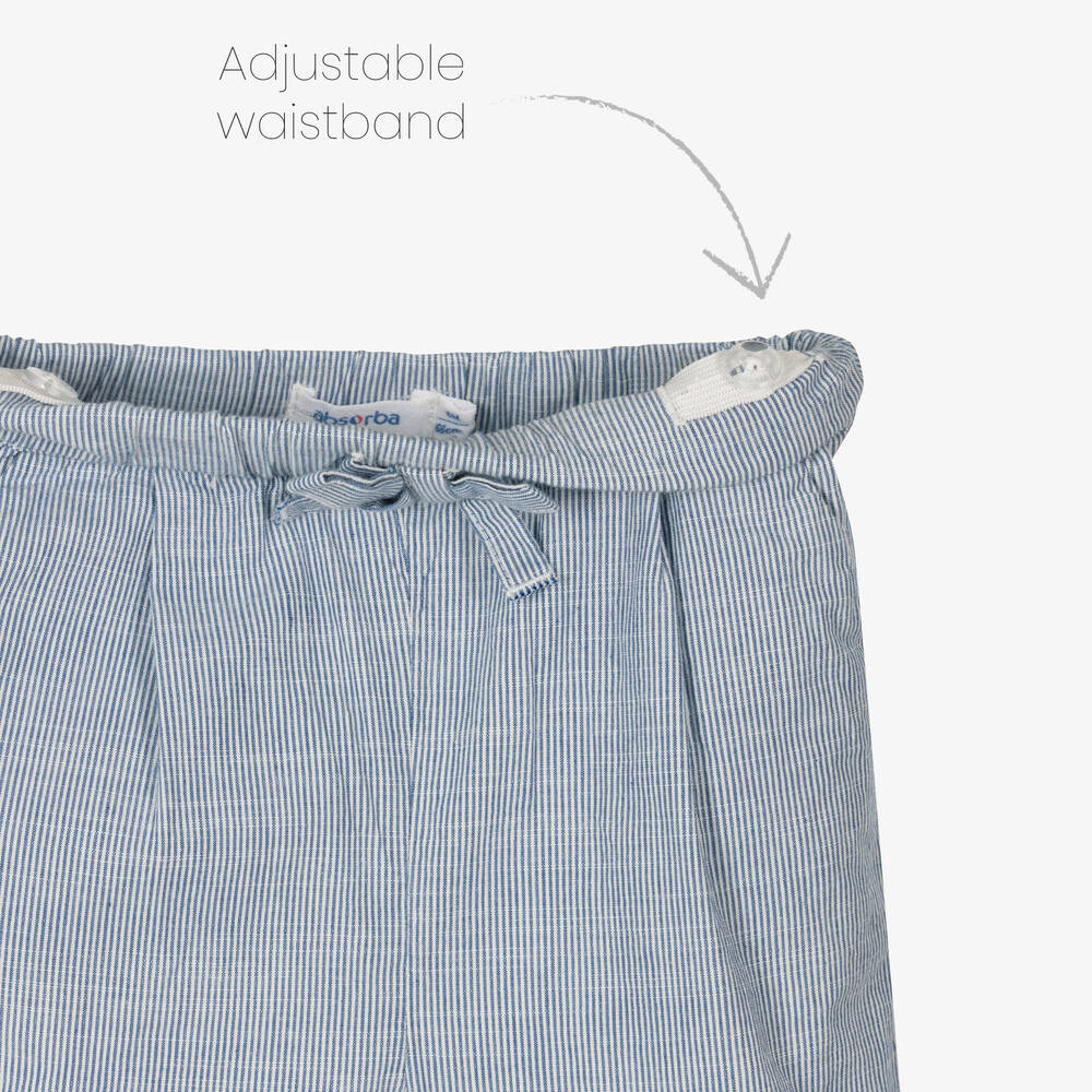 Absorba-Blue Organic Cotton Stripe Trousers | Childrensalon Outlet