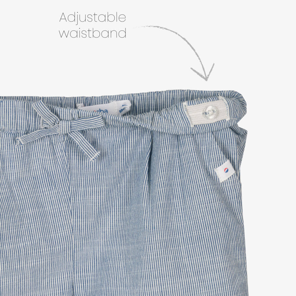 Absorba-Blue Organic Oxford Cotton Stripe Shorts | Childrensalon Outlet