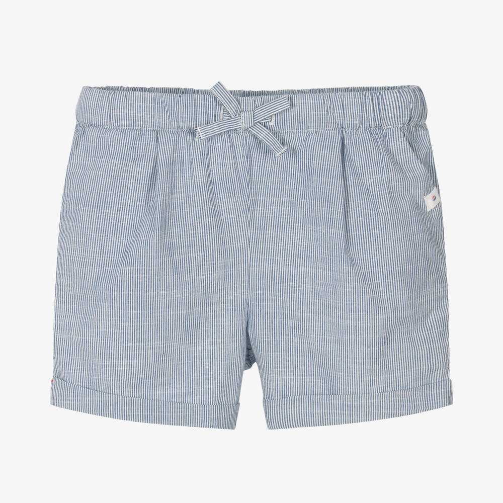 Absorba - Blue Organic Oxford Cotton Stripe Shorts | Childrensalon