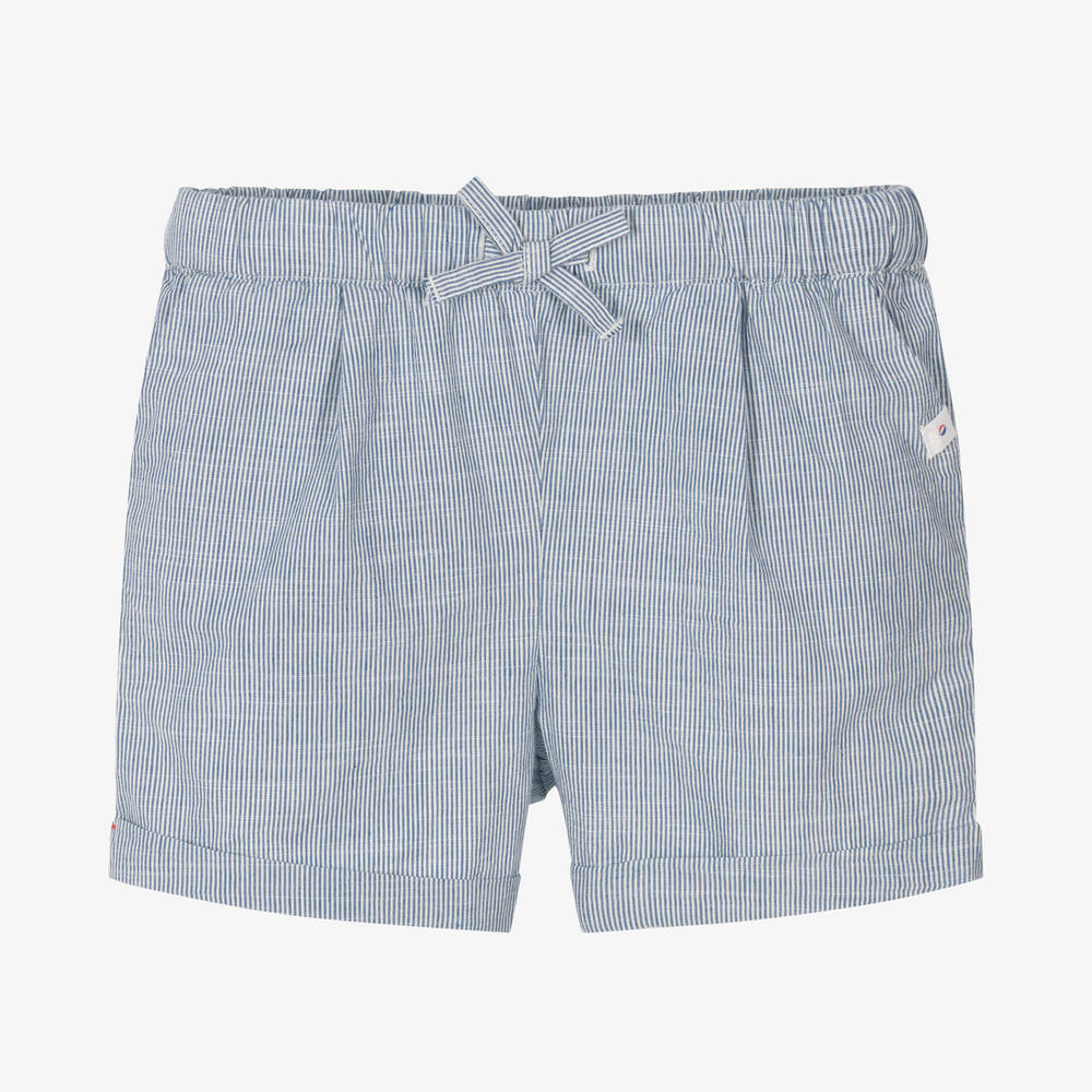 Absorba - Blau gestreifte Bio-Oxford-Shorts | Childrensalon