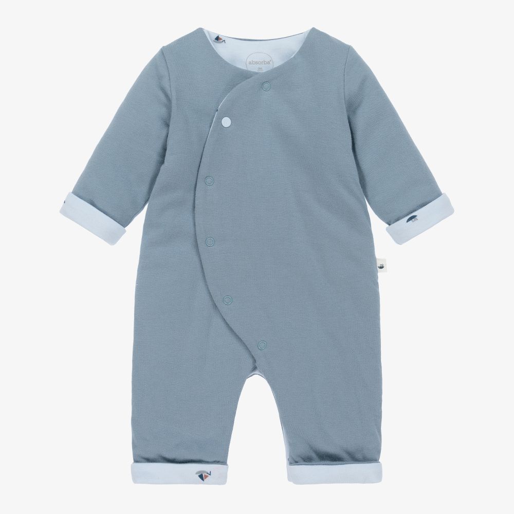 Absorba-Blue Padded Cotton Pramsuit | Childrensalon Outlet