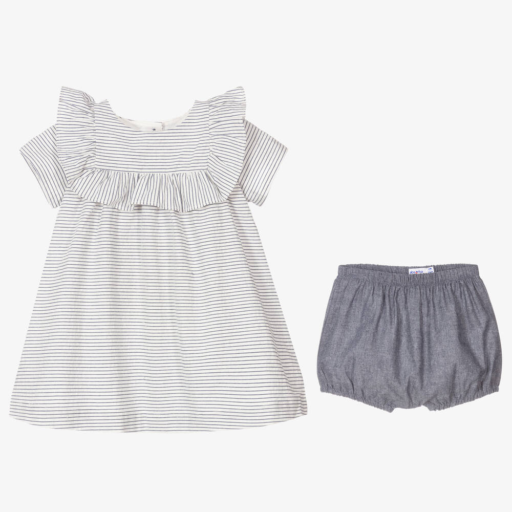 Absorba Blue Stripe Baby Dress Set Childrensalon Outlet