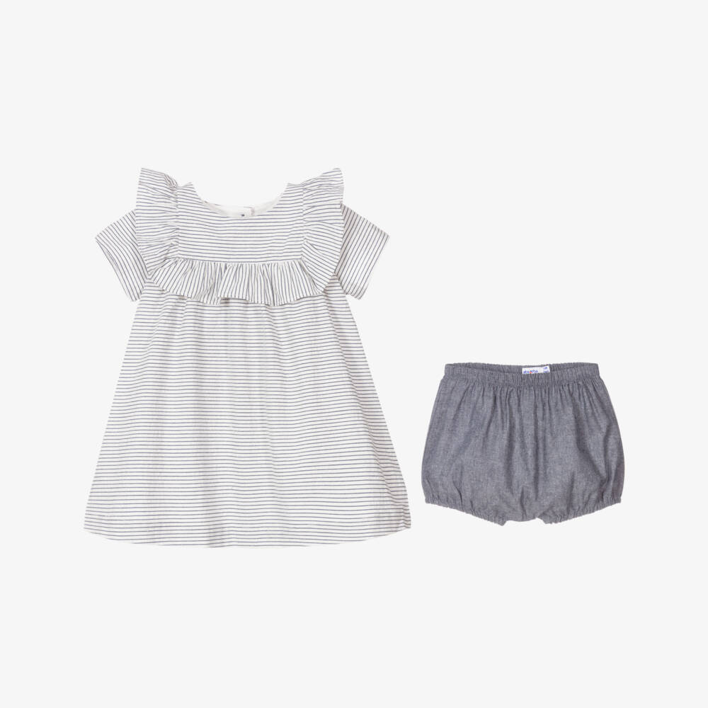 Absorba-Blue Stripe Baby Dress Set | Childrensalon Outlet