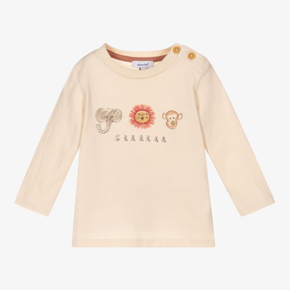 Absorba - Haut beige en coton Animaux Garçon | Childrensalon