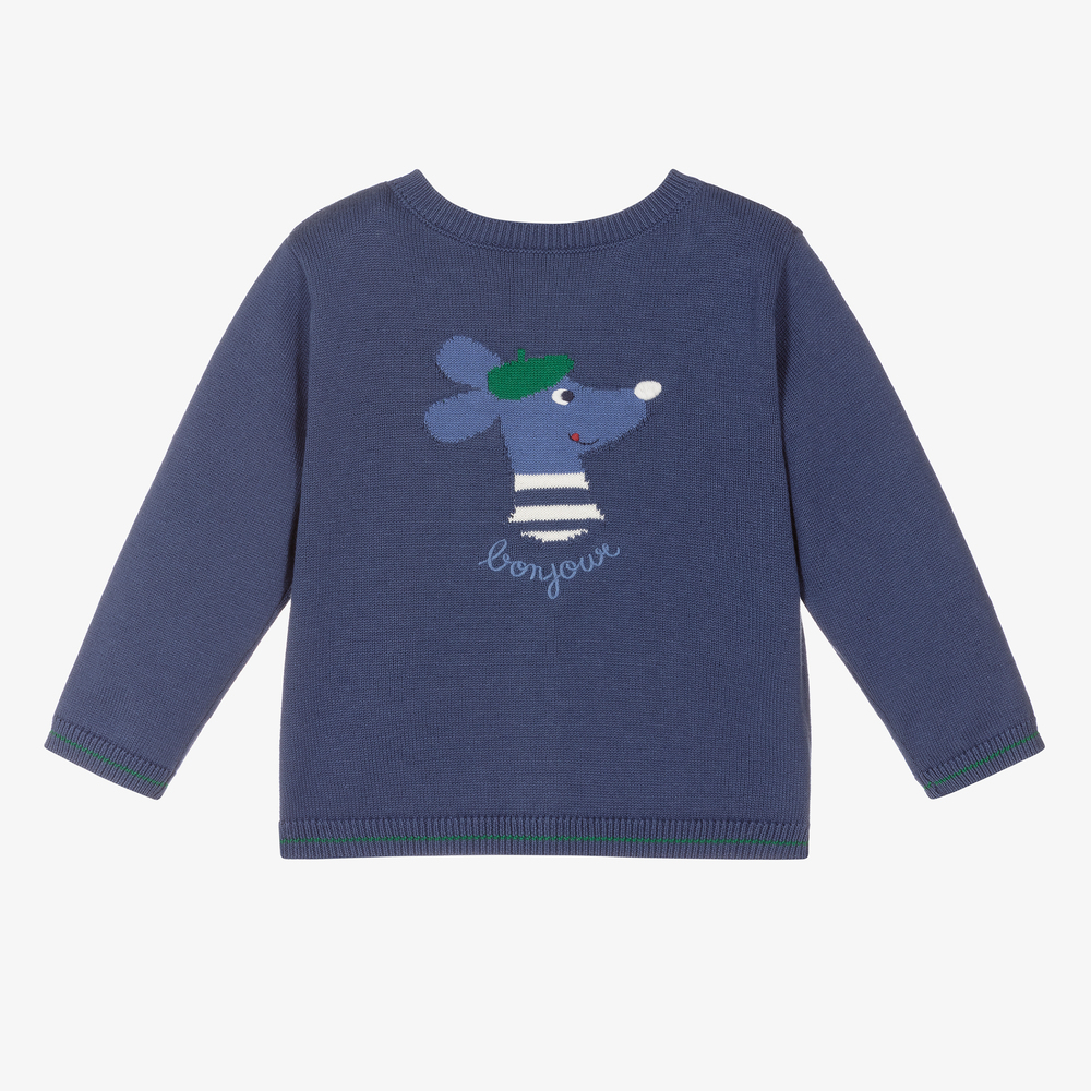 Absorba - Boys Blue Cotton Dog Sweater | Childrensalon