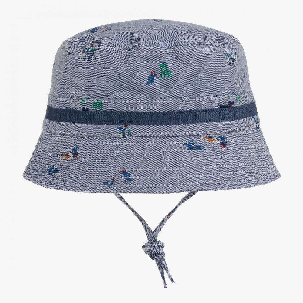 Absorba - قبعة للشمس أطفال ولادي قطن أكسفورد لون أزرق | Childrensalon