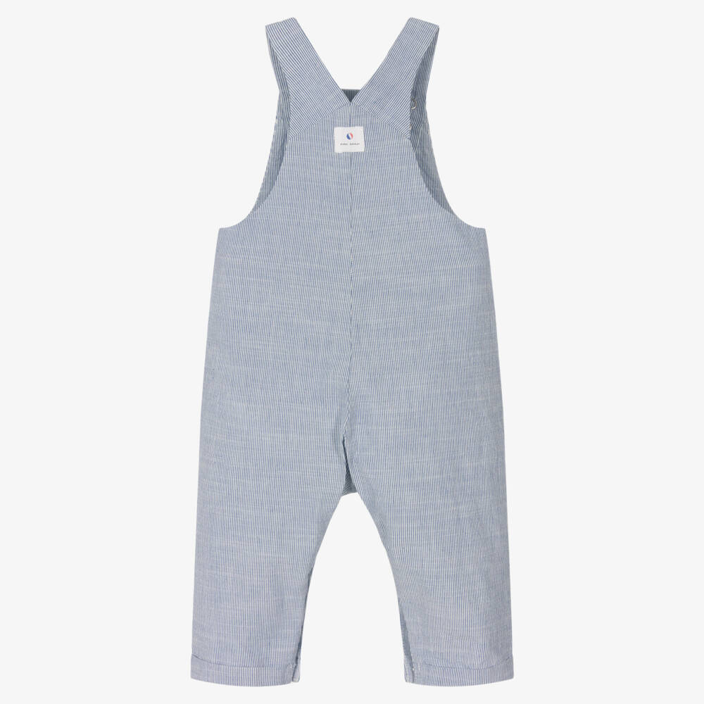 Absorba-Boys Blue Organic Cotton Stripe Dungarees | Childrensalon Outlet