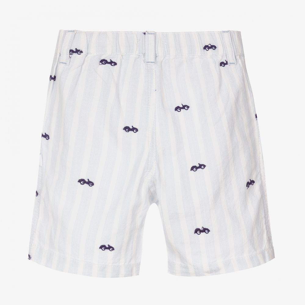 Absorba-شورت أطفال ولادي قطن مقلم لون أزرق باهت وأبيض | Childrensalon Outlet