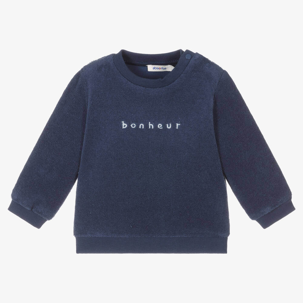 Absorba - Boys Blue Terry Towelling Sweatshirt | Childrensalon