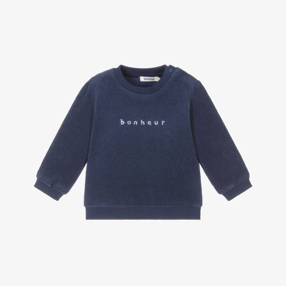 Absorba-Boys Blue Terry Towelling Sweatshirt | Childrensalon Outlet