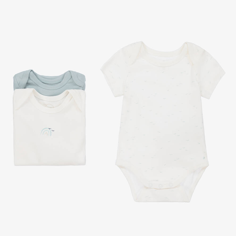 Absorba - Bodies bleu et blancs coton (x 3) | Childrensalon