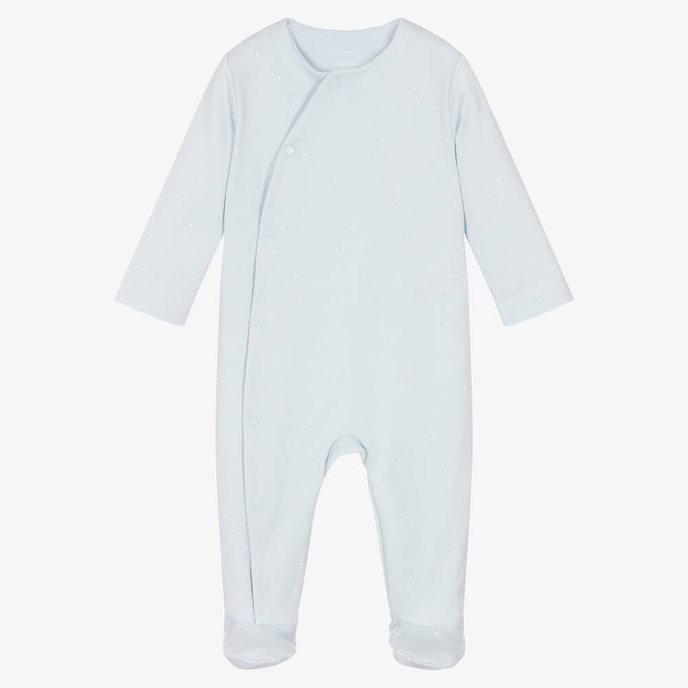 Absorba - Boys Pale Blue Cotton Babygrow | Childrensalon