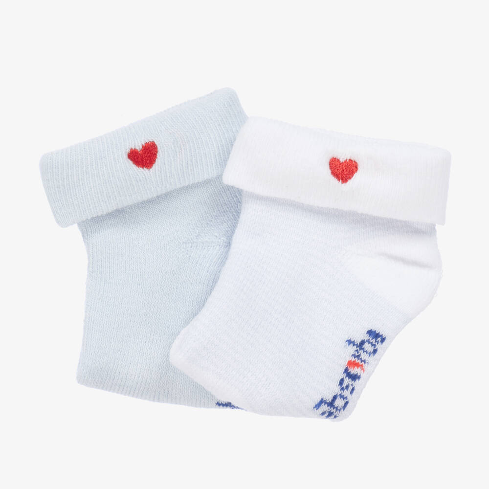 Absorba-Boys White & Blue Cozy Socks Set | Childrensalon Outlet