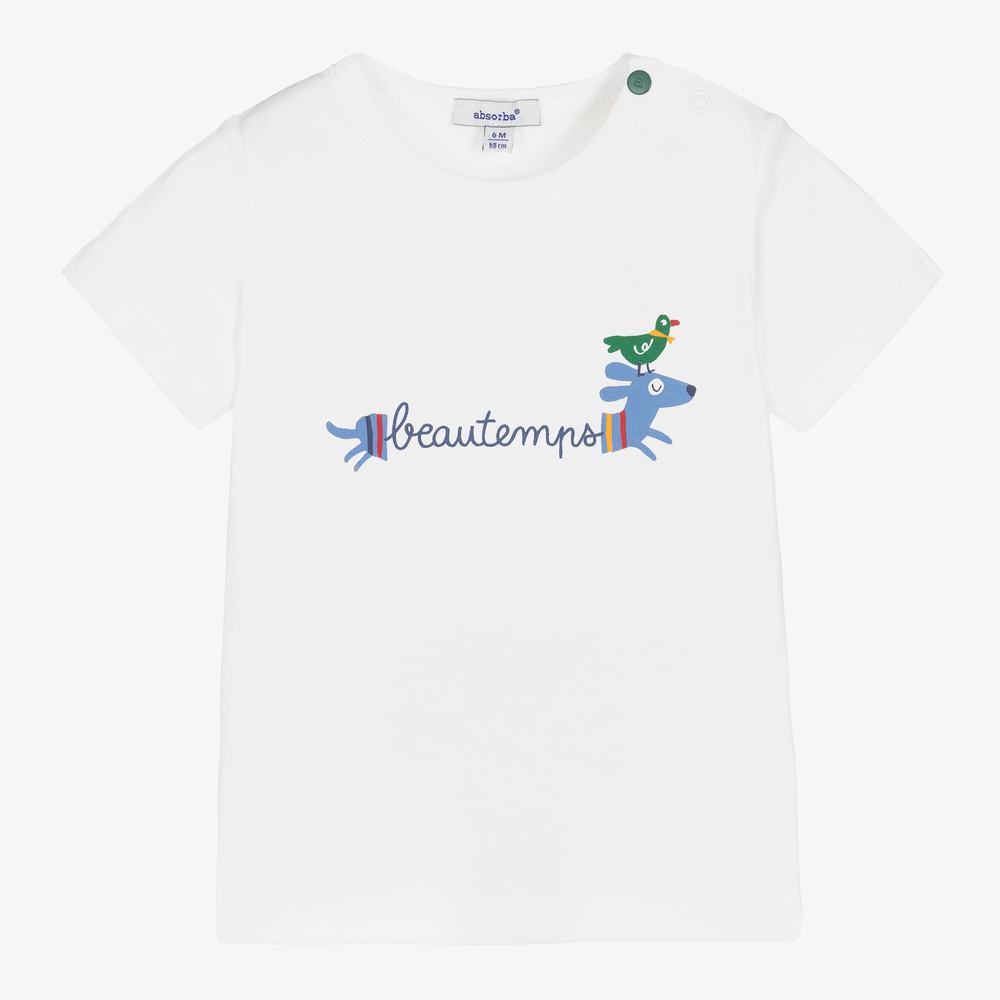 Absorba - Белая хлопковая футболка с собакой для мальчиков | Childrensalon