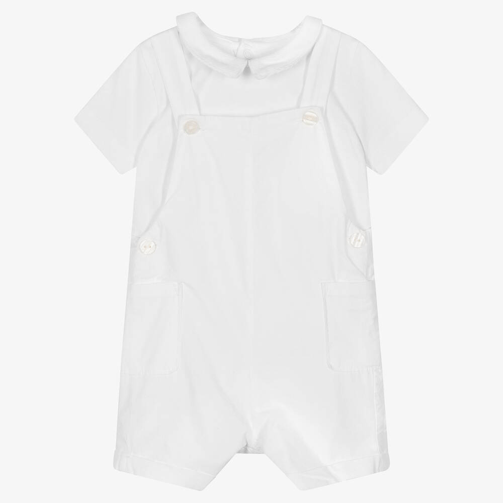 Absorba - Ensemble salopette blanche en coton | Childrensalon