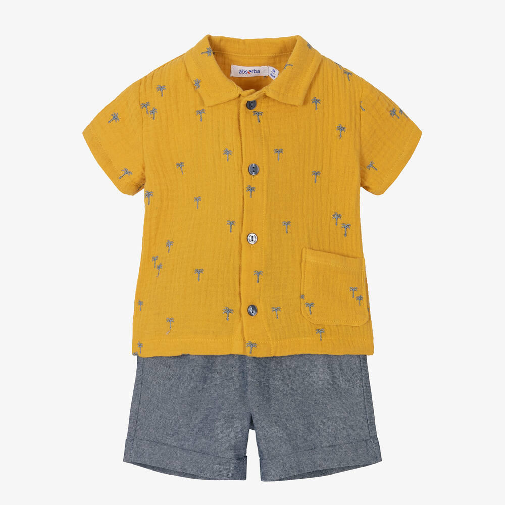 Absorba - Желтая рубашка и синие шорты для мальчиков | Childrensalon