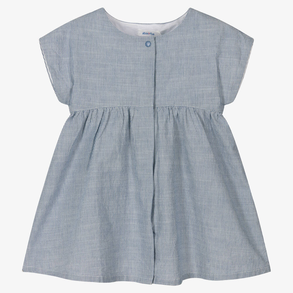 Absorba - Girls Blue Organic Cotton Stripe Dress | Childrensalon