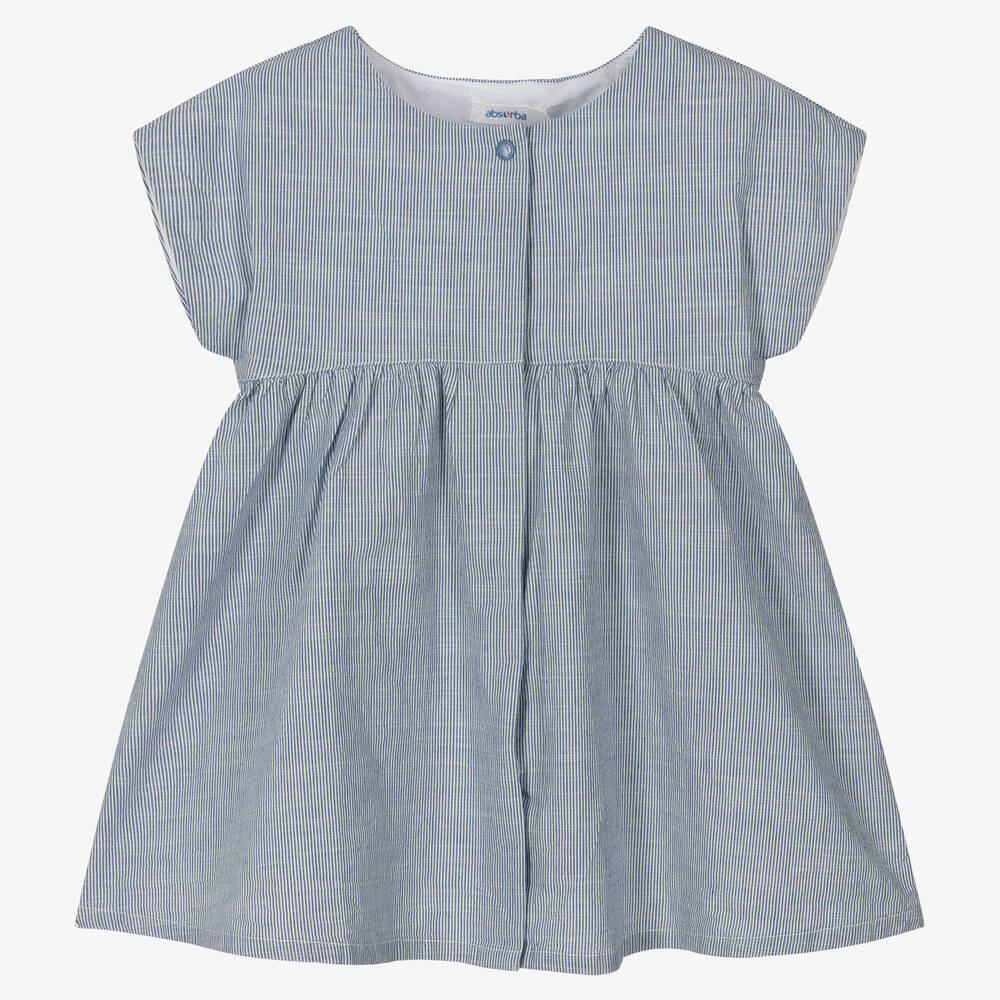 Absorba - Robe bleue rayée en coton bio fille | Childrensalon