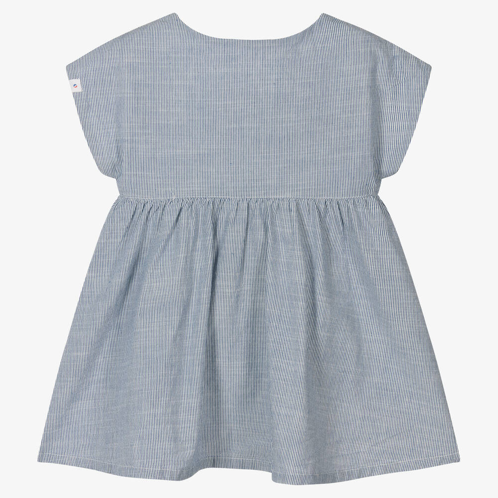 Absorba-Girls Blue Organic Cotton Stripe Dress | Childrensalon Outlet