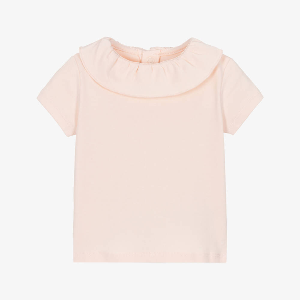 Absorba-Girls Pink Cotton Ruffle Collar T-Shirt | Childrensalon Outlet