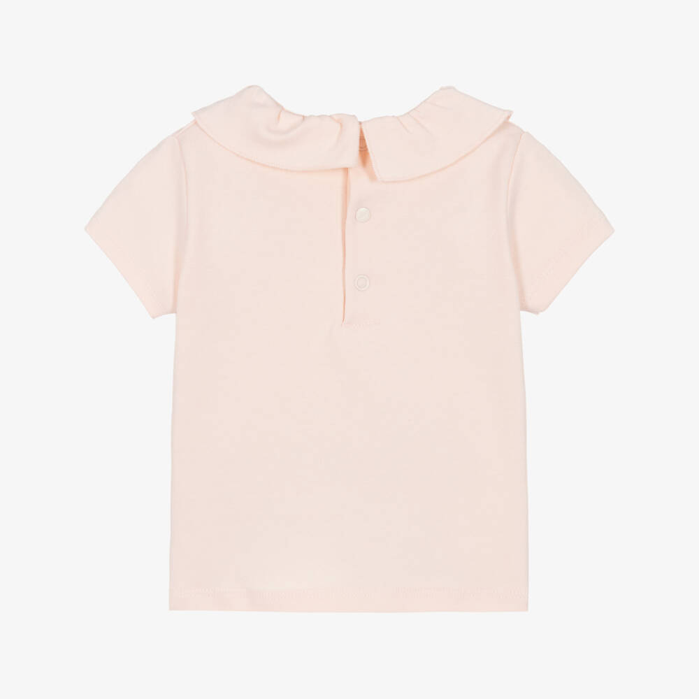 Absorba-Girls Pink Cotton Ruffle Collar T-Shirt | Childrensalon Outlet