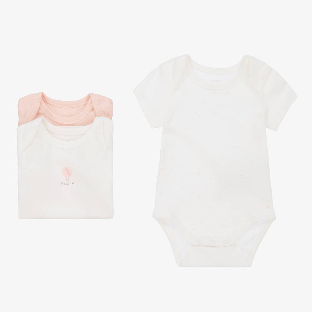 Absorba - Bodies rose et blancs en coton (x3) | Childrensalon