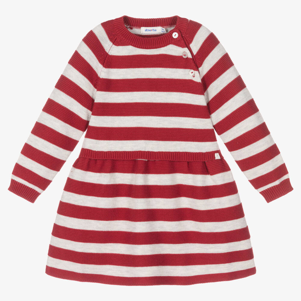 Absorba - Robe rayée rouge en maille fille | Childrensalon