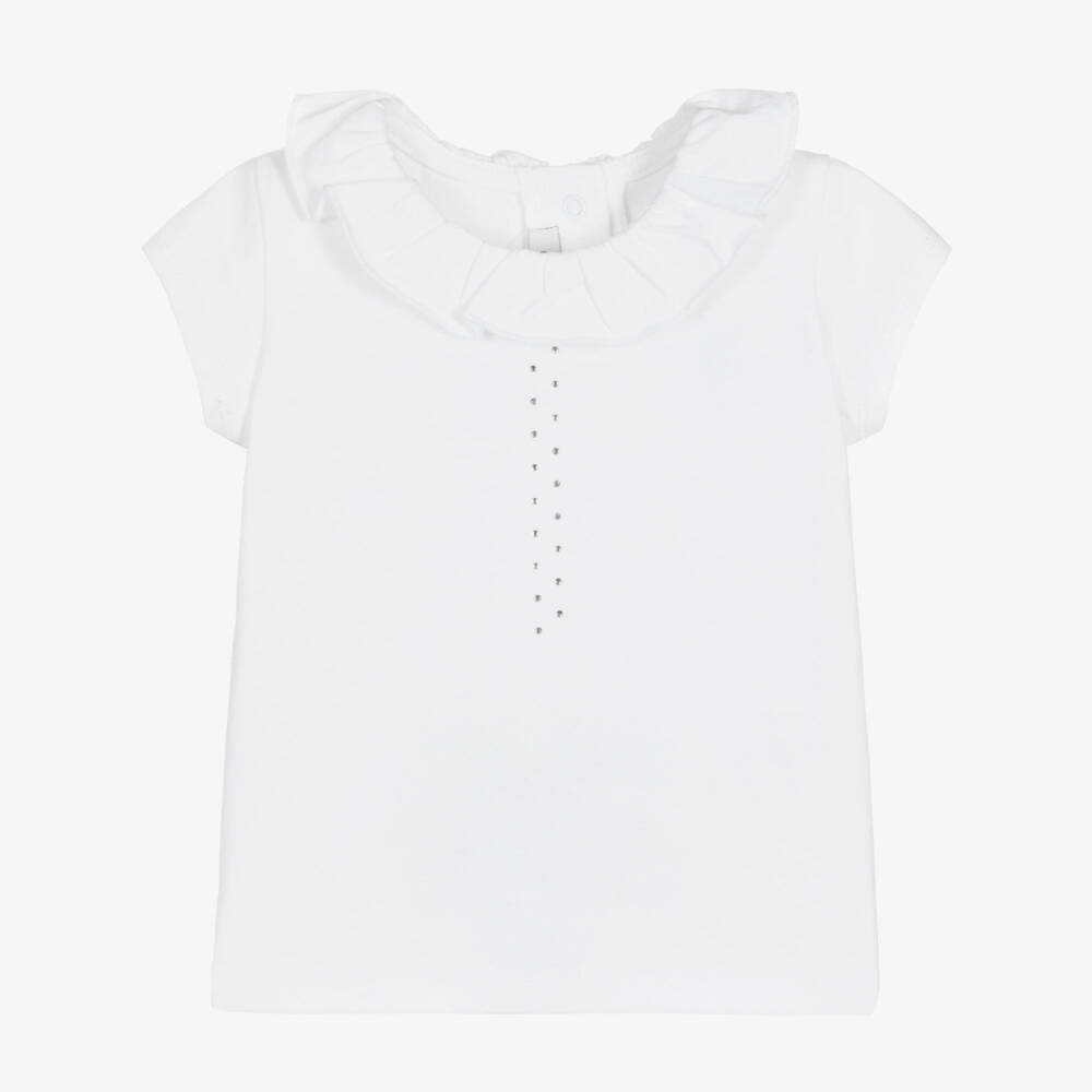 Absorba-Girls White Cotton Top | Childrensalon Outlet