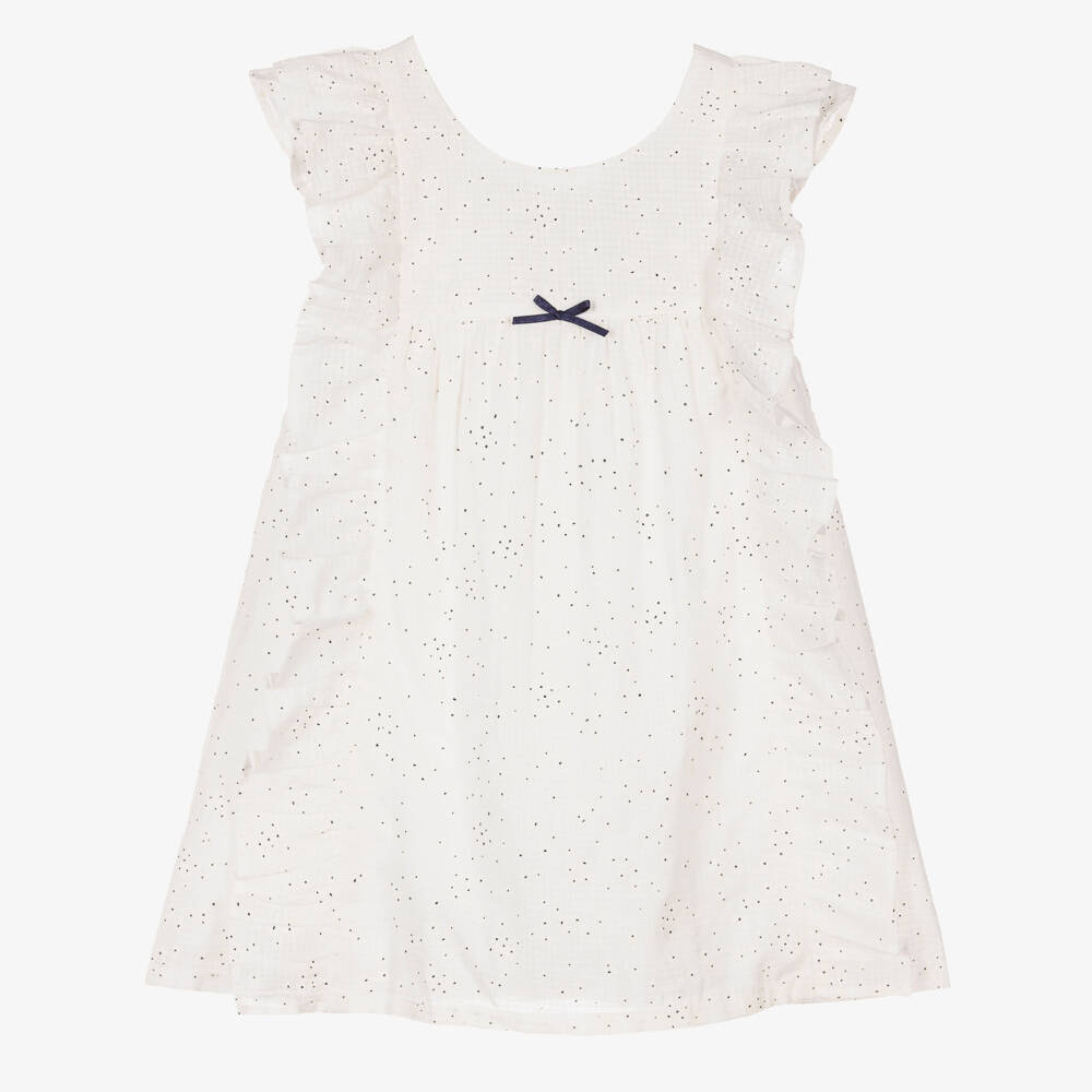 Absorba-فستان قطن لون أبيض بطبعة ورود | Childrensalon Outlet