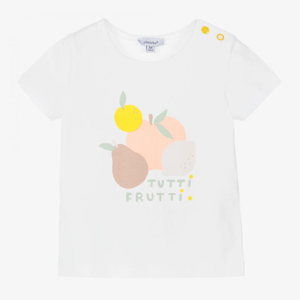 Absorba-Girls White Fruits T-Shirt | Childrensalon Outlet