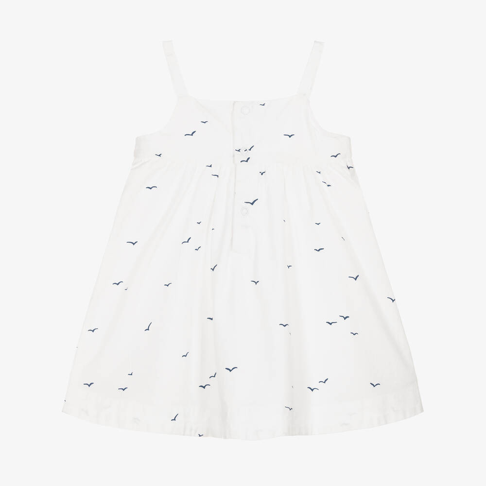 ابسوربا-فستان أطفال بناتي قطن عضوي لون أبيض | Childrensalon Outlet