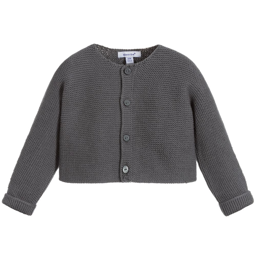 Absorba - Grey Cotton Knit Cardigan | Childrensalon