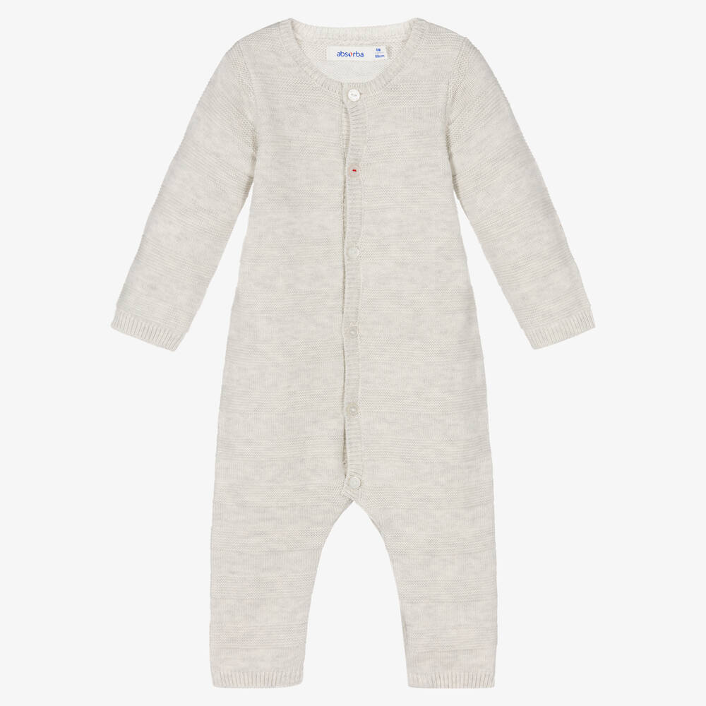 Absorba-Grey Cotton Knit Romper | Childrensalon Outlet