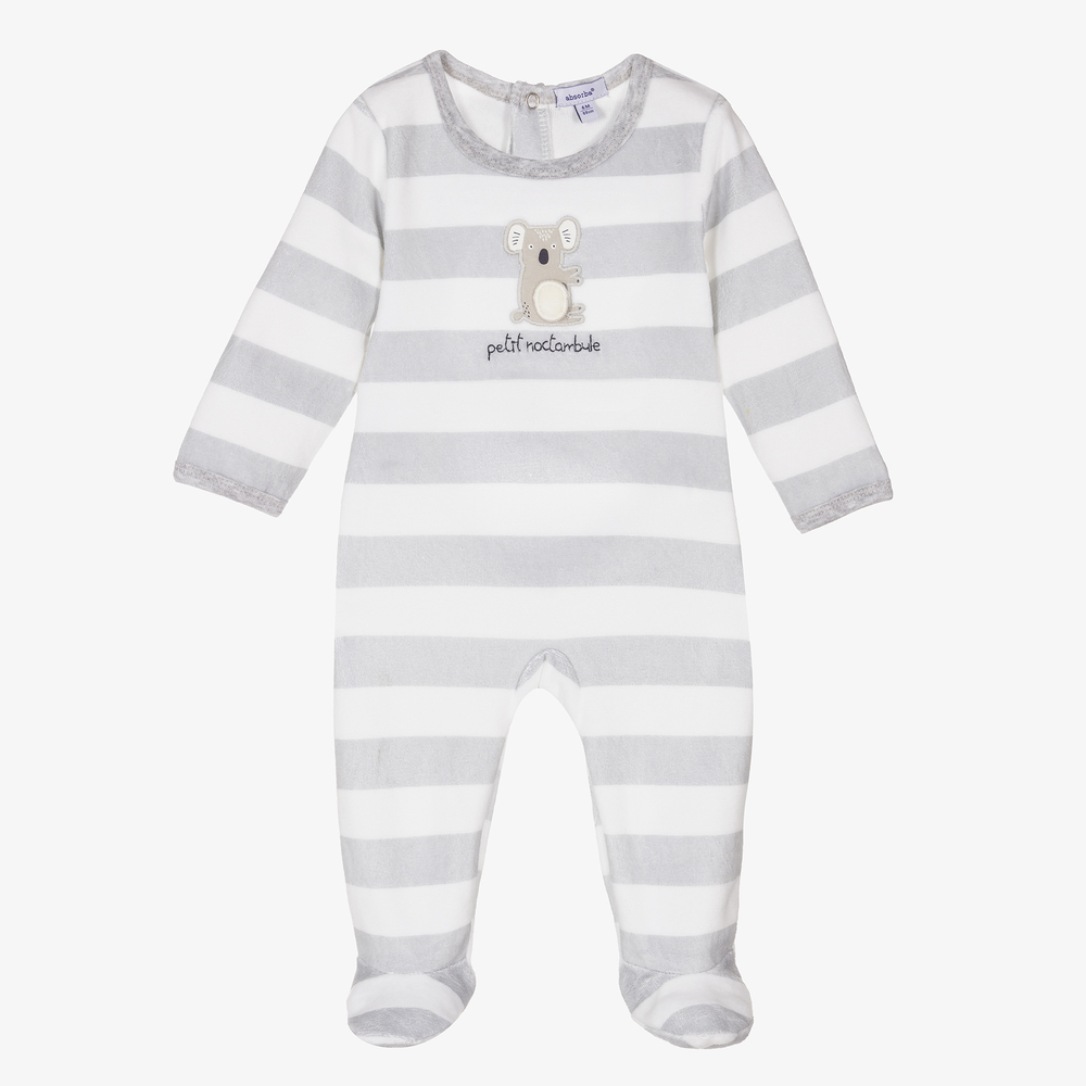 Absorba Grey Striped Koala Babygrow Childrensalon Outlet