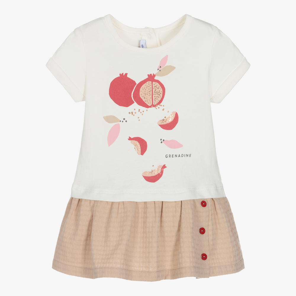 Absorba - Ivory & Beige Cotton Dress | Childrensalon