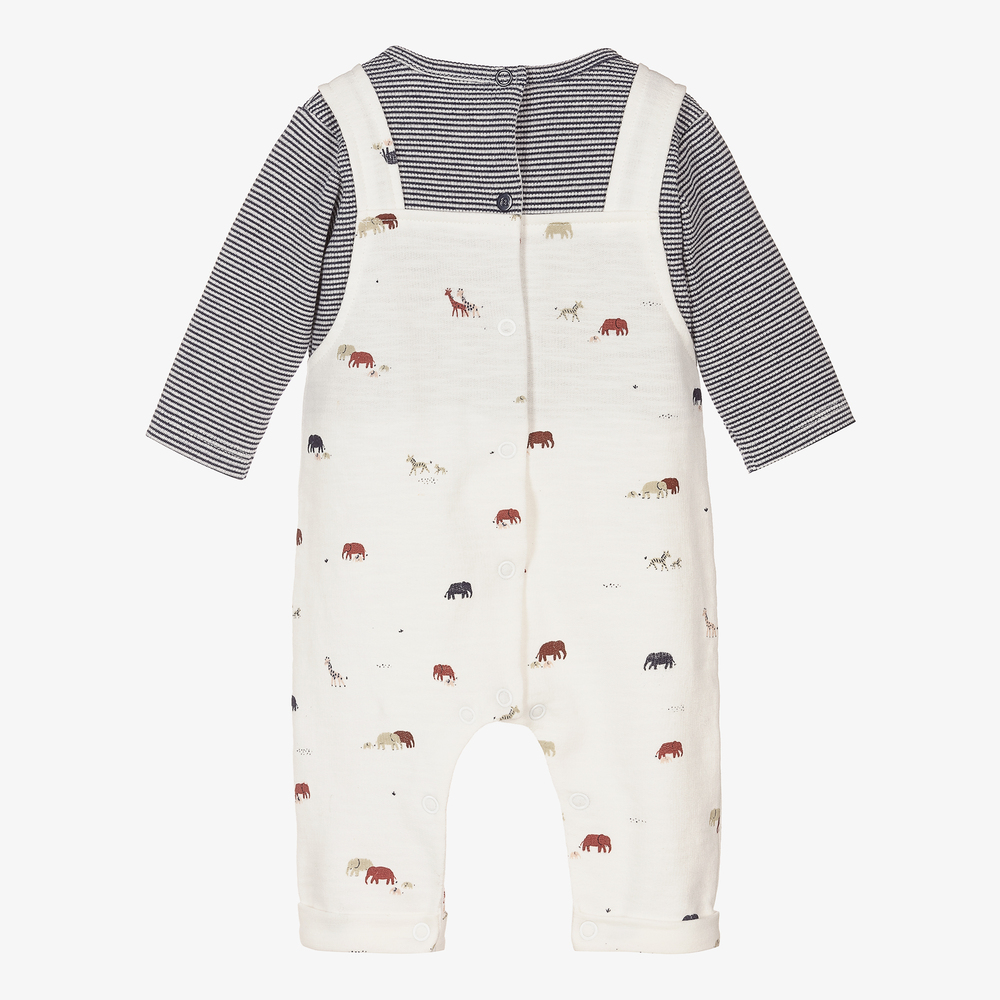 ابسوربا-أوفرول رومبر قطن عضوي جيرسي لون عاجي وكحلي للمواليد | Childrensalon Outlet