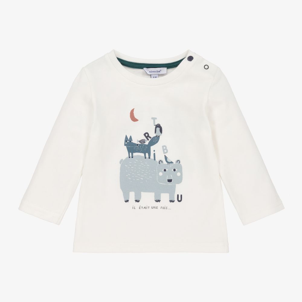 Absorba-Кремовый топ с голубыми животными | Childrensalon Outlet