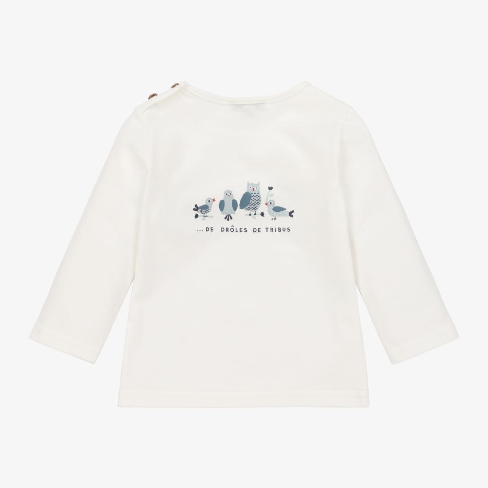 Absorba-Ivory & Blue Cotton Top | Childrensalon Outlet