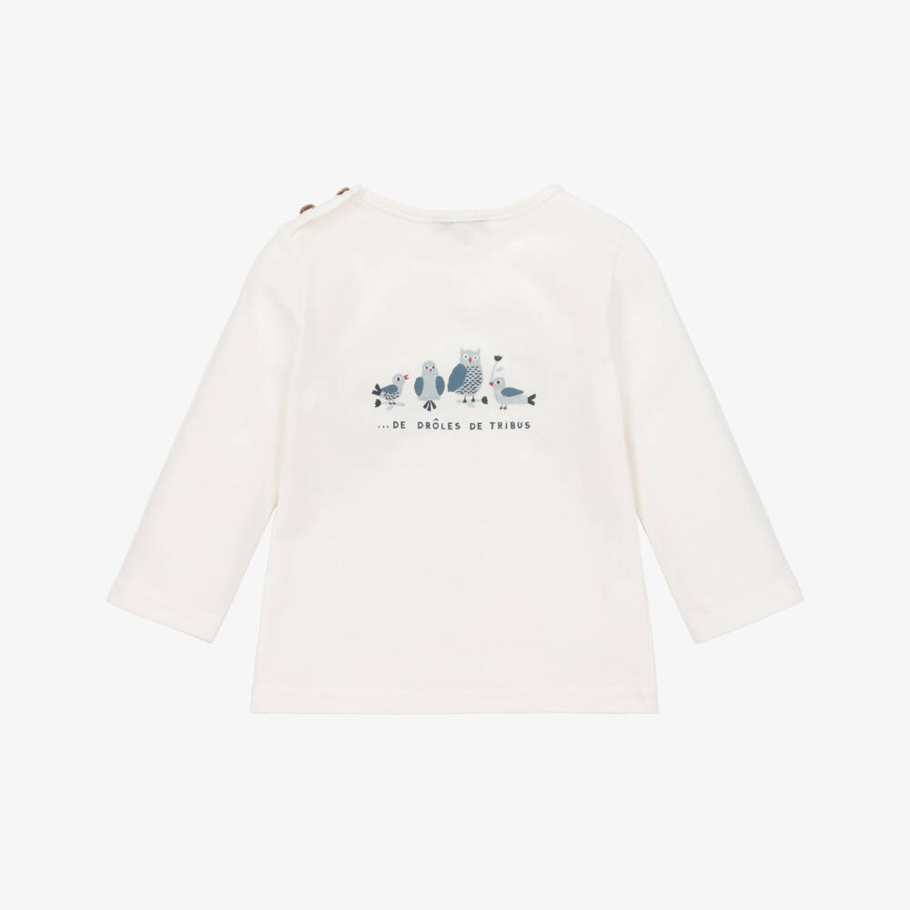 Absorba-Ivory & Blue Cotton Top | Childrensalon Outlet