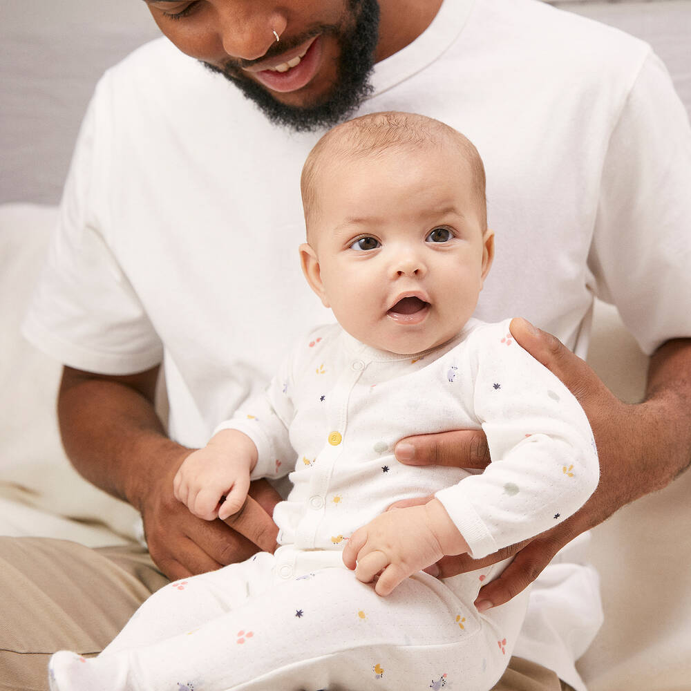 Absorba-Кремовый хлопковый комбинезон с кроликами | Childrensalon Outlet