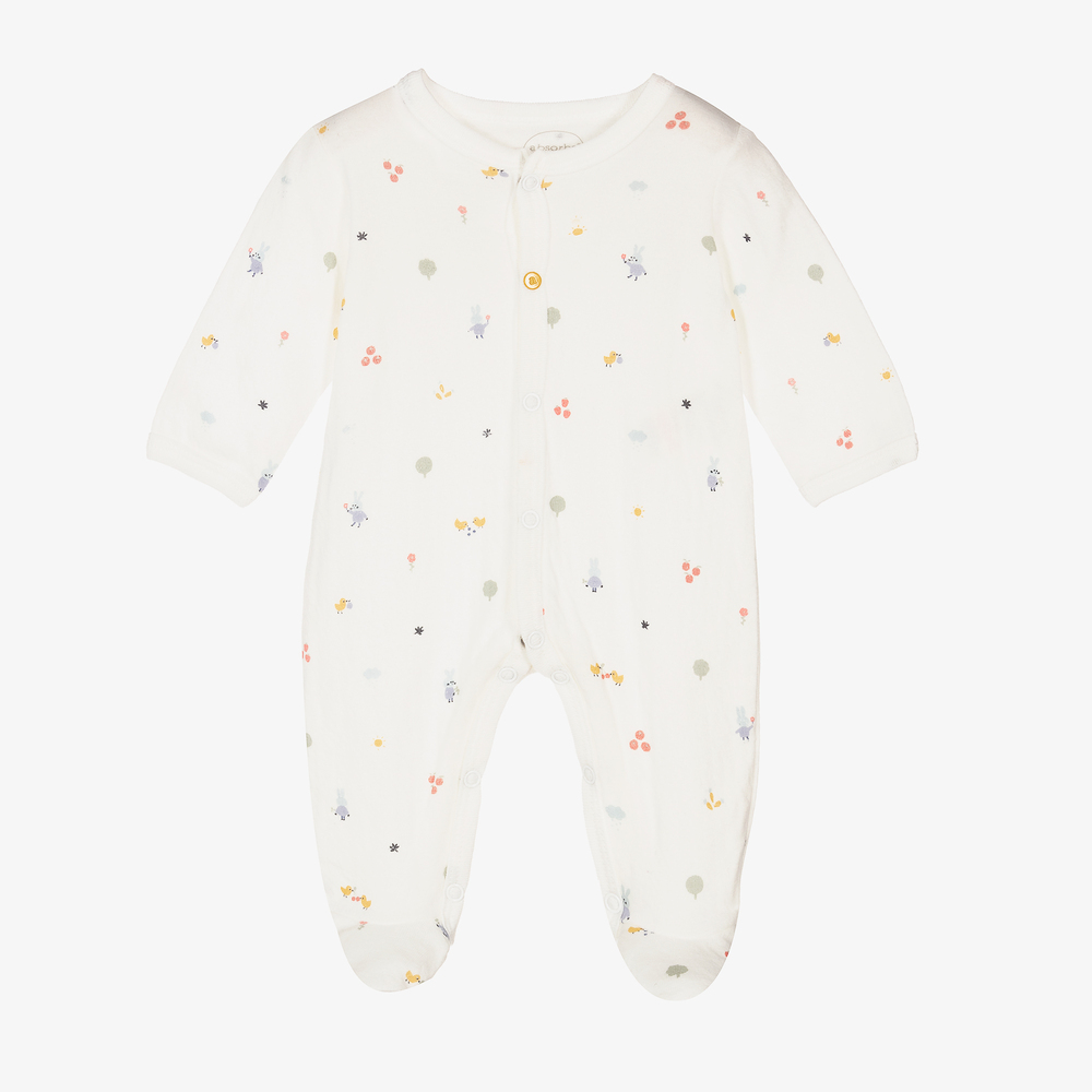 Absorba - Ivory Bunny Cotton Babygrow | Childrensalon