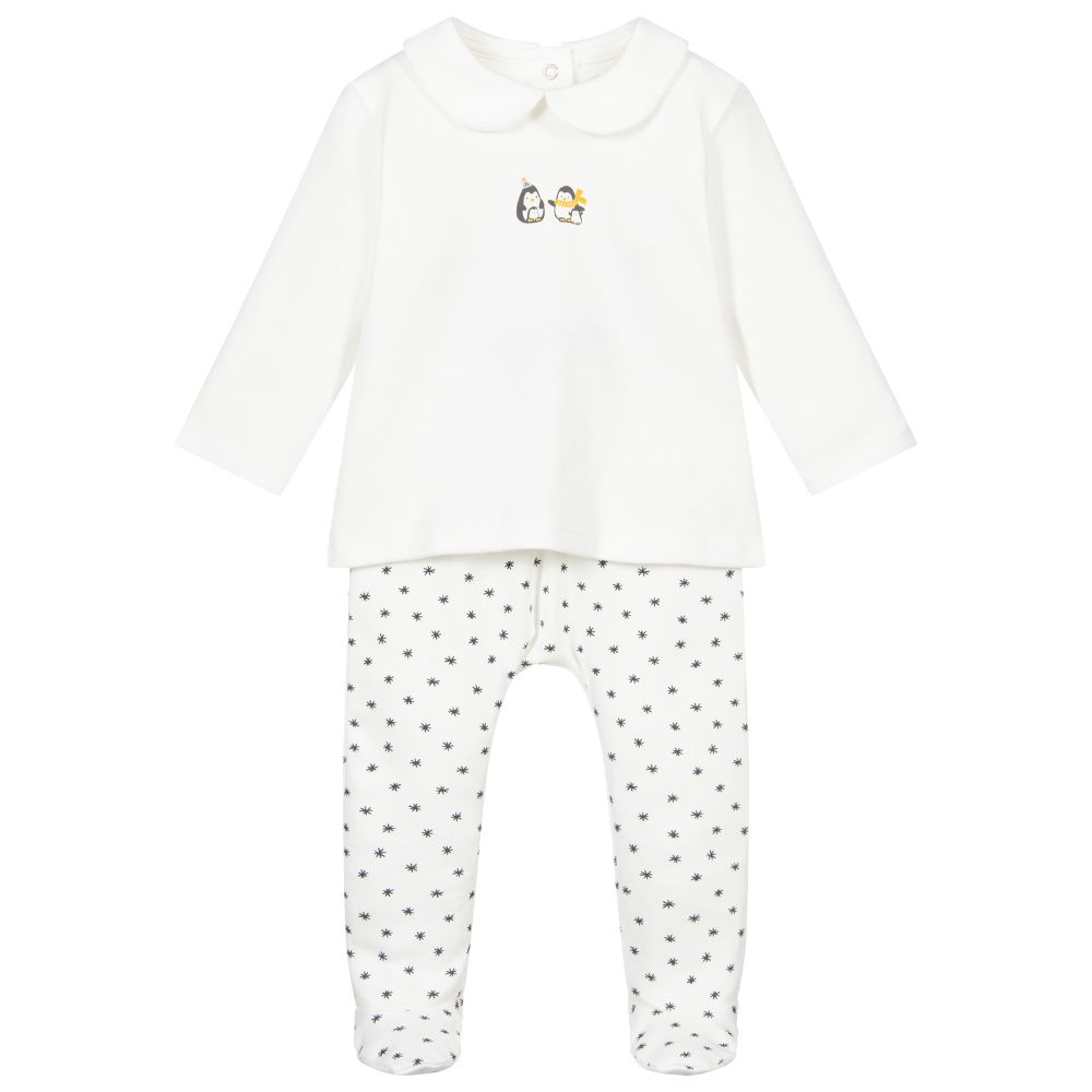 Absorba-Ivory Cotton 2 Piece Babygrow | Childrensalon Outlet