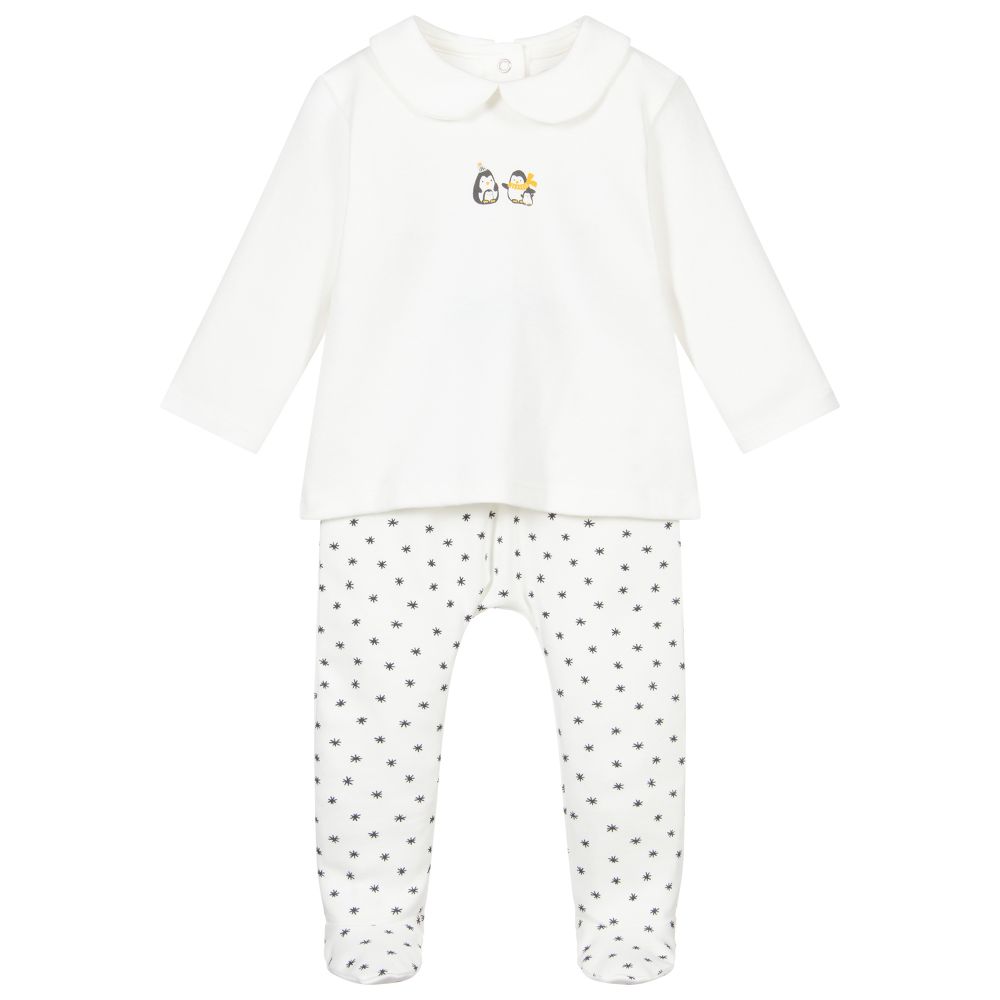 Absorba - Ivory Cotton 2 Piece Babygrow | Childrensalon