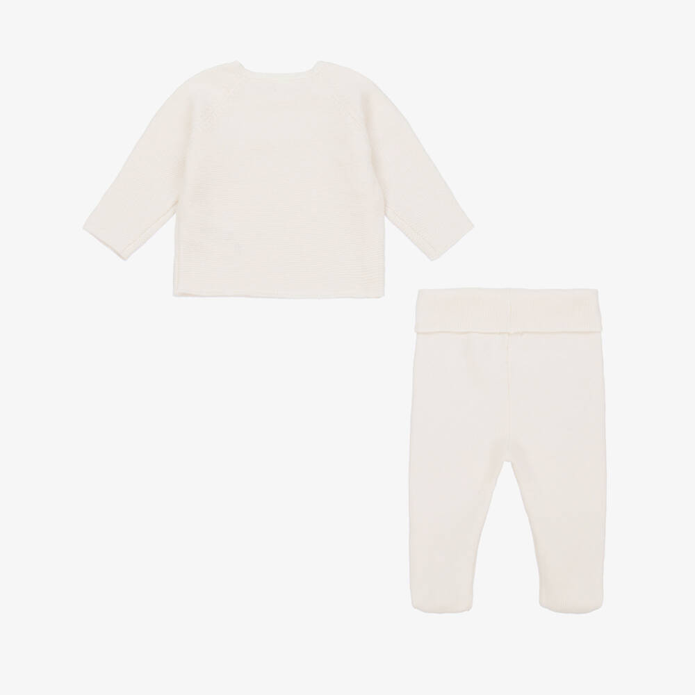 Absorba-Ivory Cotton Knitted 2 Piece Babygrow | Childrensalon Outlet