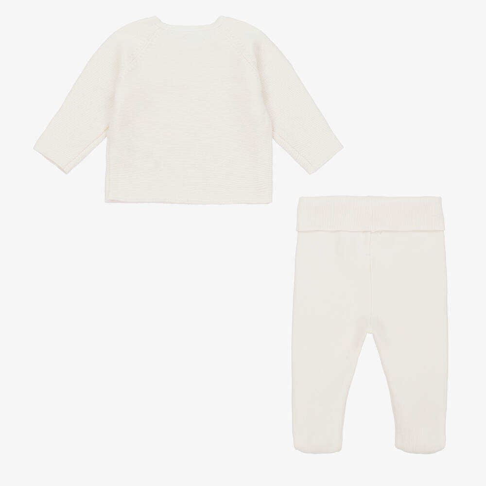 Absorba-Ivory Cotton Knitted 2 Piece Babygrow | Childrensalon Outlet