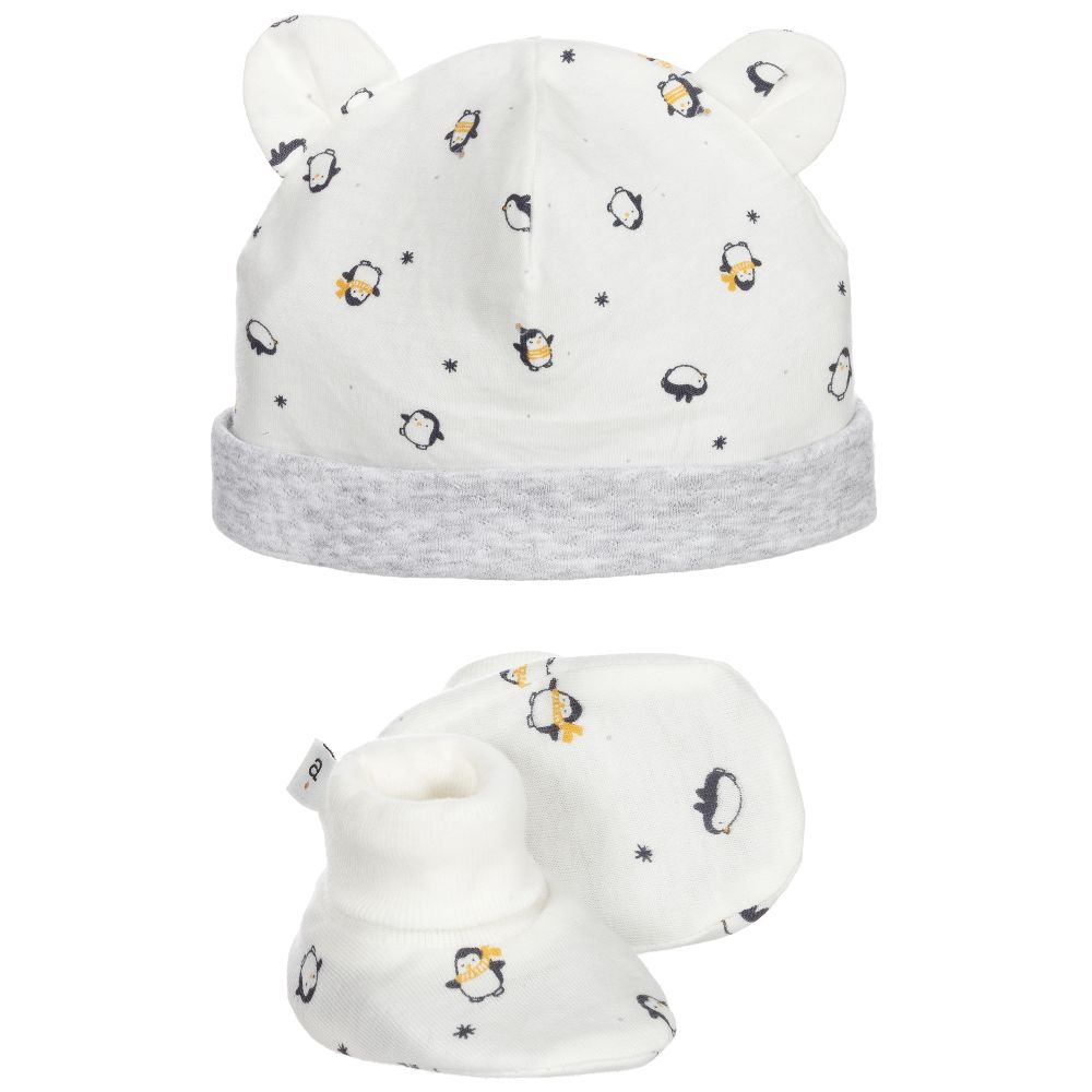 Absorba - Ivory Penguin Hat & Bootie Set | Childrensalon