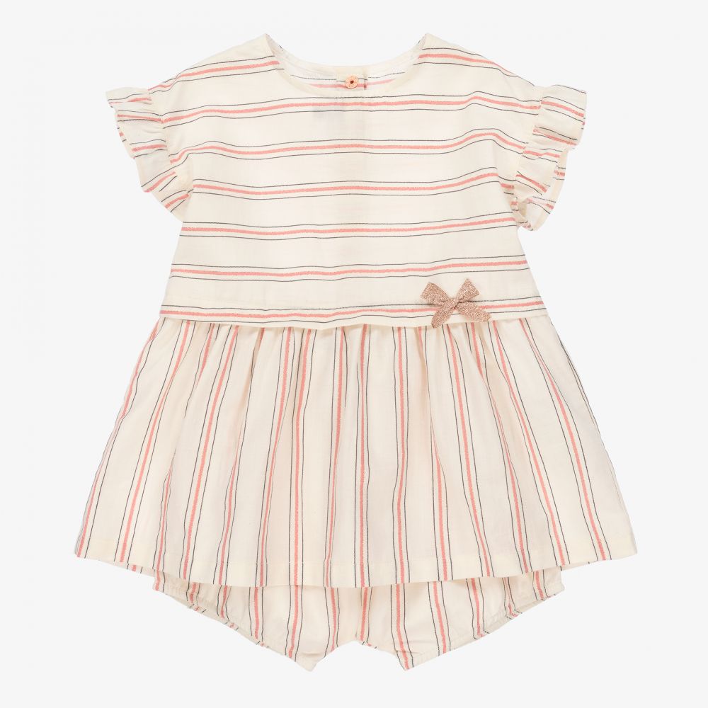 Absorba - Ivory & Pink Striped Dress Set | Childrensalon